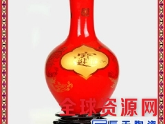 定制 景德镇中国红鱼尾瓶小花瓶摆件 工艺品 古典中国红红瓷图3