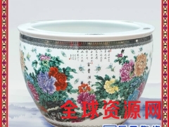 厂家供应会所温泉泡澡陶瓷缸定制 青花睡莲锦鲤大缸图3