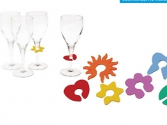 时尚创意硅胶红酒杯吸盘标记玻璃水晶杯配套6装 饰品图1