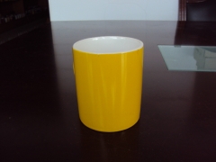 厂家供应陶瓷杯色釉马克杯 礼品杯内白外黄杯子 定制logo图2