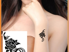 东宏玫瑰花纹身贴防水男女大花臂仿真个性图腾刺青贴纸图1