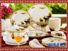 青花陶瓷餐具 釉中骨质瓷餐具 健康环保陶瓷餐具定做生产图3