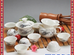 高档养生陶瓷茶具 青花瓷花卉茶具 淡雅花卉茶具定制图1