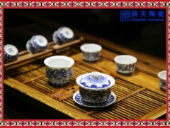 高档养生陶瓷茶具 青花瓷花卉茶具 淡雅花卉茶具定制图3