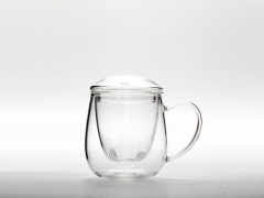 艺纳特 特厚耐热带盖玻璃杯泡花茶杯透明创意办公水杯子杯具包邮图2