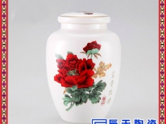 红釉水点桃花陶瓷食品罐子批发供应 青花戏剧脸谱陶瓷茶叶罐图3