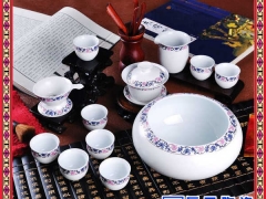 手绘复古粗瓷磨砂陶瓷功夫茶具 盖碗泡茶玉瓷茶具套装图3