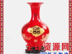 定制 景德镇中国红鱼尾瓶小花瓶摆件 工艺品 古典中国红红瓷图2