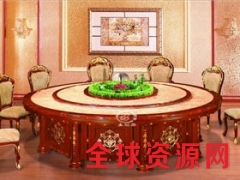 秉德家具电动餐桌（花开富贵D版）音乐喷泉大圆桌图1