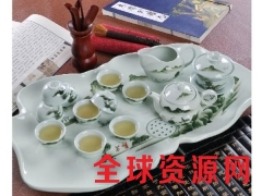 定做山水茶具套装高档骨瓷茶具冰裂纹陶瓷茶具纪念盘收藏品图1