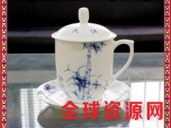 陶瓷高档骨瓷茶杯个性logo会议礼品茶杯手绘青花茶杯图3