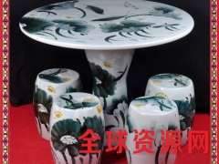 青花陶瓷工笔山水画加厚台面私人花园休闲桌凳图2