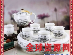 陶瓷整套功夫茶具家用办公简约隔热双层防烫茶具套装图2