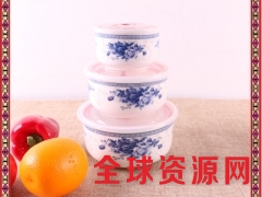 日式简约陶瓷碗带盖密封大汤碗带把家用饭盒保鲜碗学生餐具图1