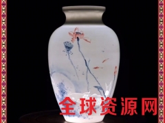 景德镇陶瓷半刀泥手绘玲珑花瓶摆件和为贵客厅电视柜装饰品图3