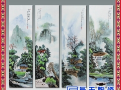 私人定制大师手绘瓷板画 中式壁画茶室玄关挂画客厅装饰画礼品图2