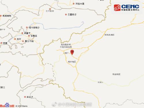 新疆伽师县发生3.0级地震 震源深度10千米