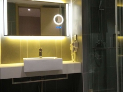 定制酒店浴室镜加放大镜时间温度功能镜防雾智能镜（招代理加盟）图3