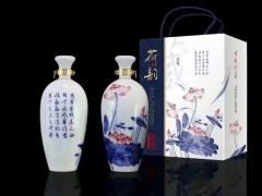 2斤荷花陶瓷酒瓶批发 镇江陶瓷酒具加字定做图2